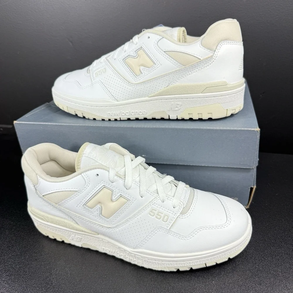 New Balance 550 Shoes Womens Size 11‎ B White Leather  BBW550WS Casual Sneaker